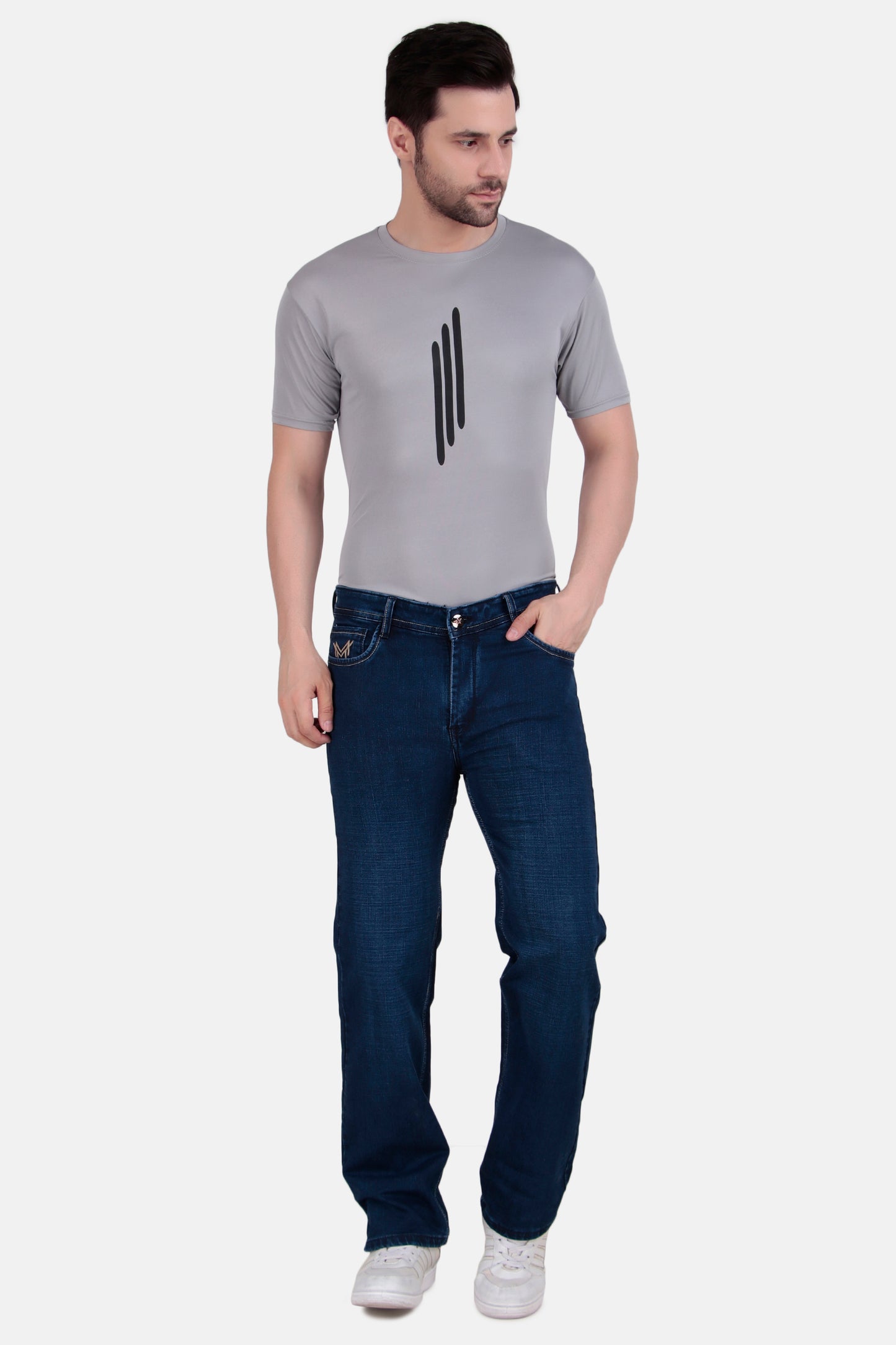 Mens Straight Fit Blue Jeans
