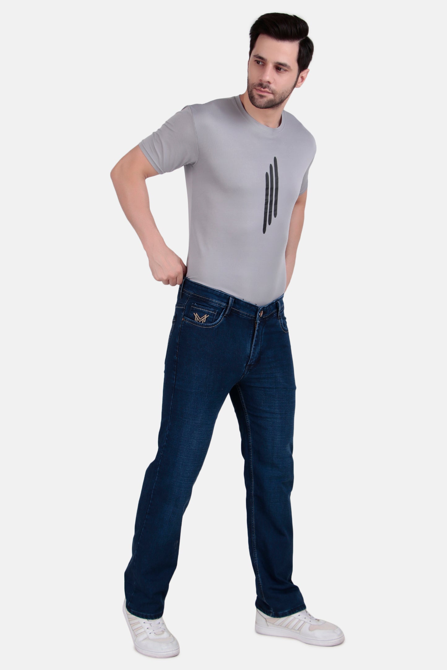 Mens Straight Fit Blue Jeans