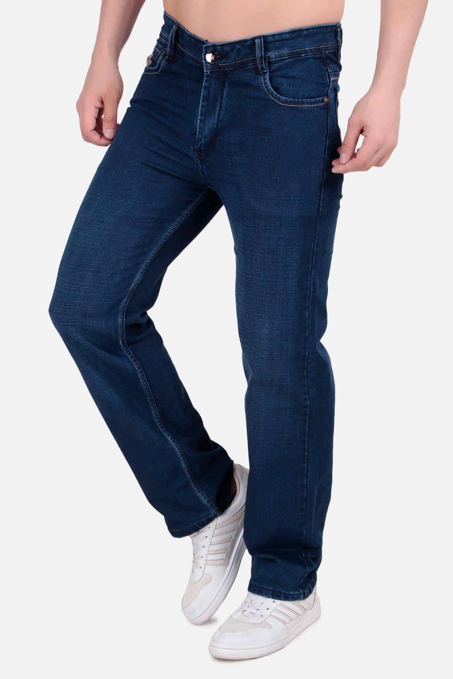 Mens Straight Fit Blue Jeans