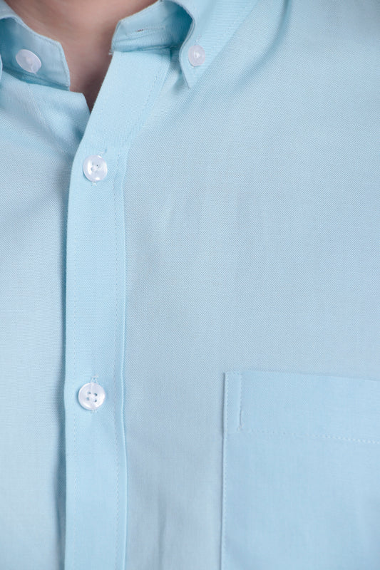Mens's Slim Fit Cotton Shirt-Sky Blue