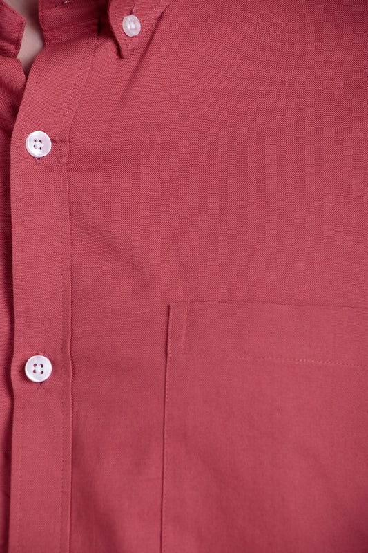 Men Solid Cotton Peach Shirt