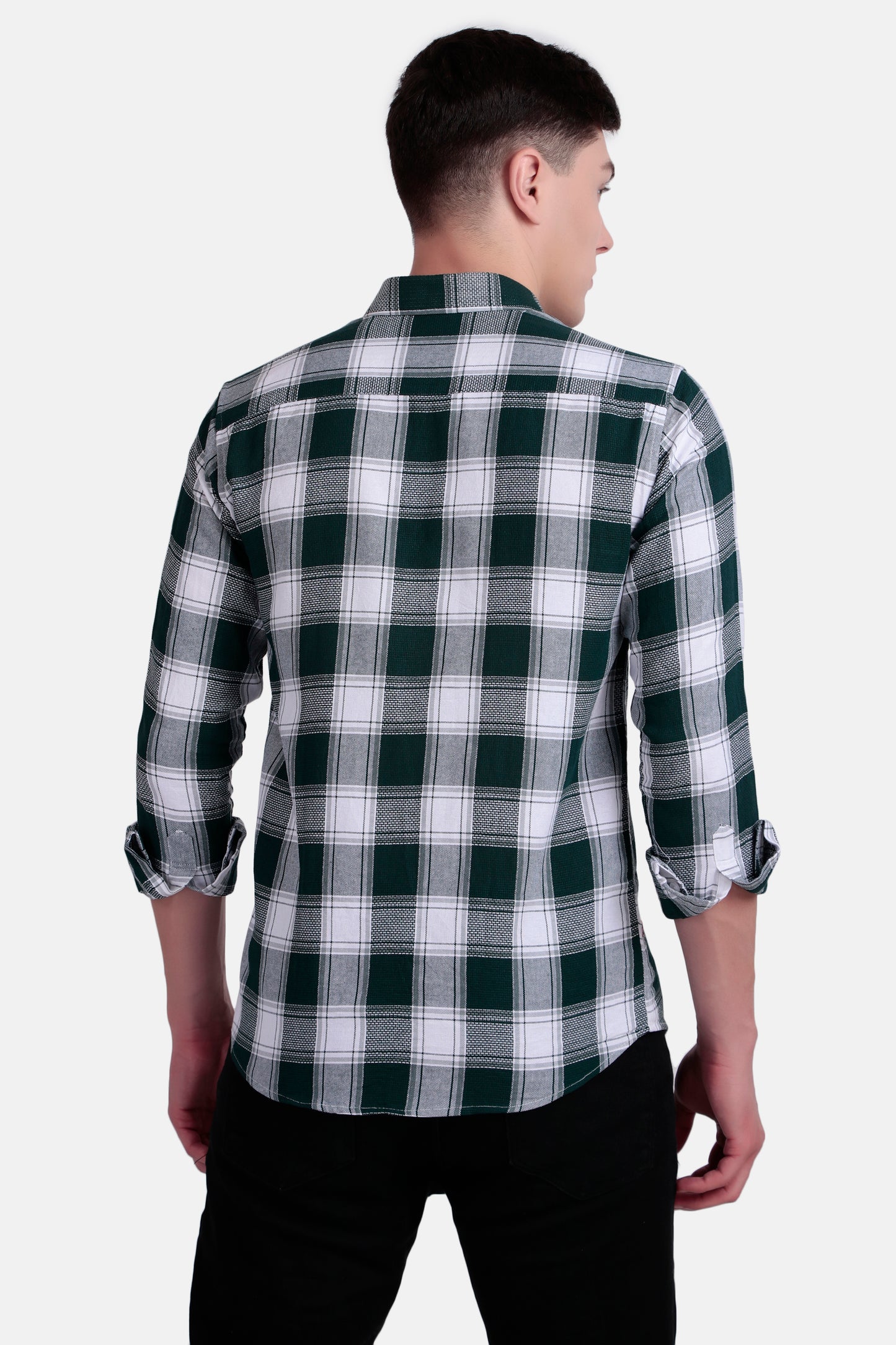 Men's Green & White Checkered Shirt