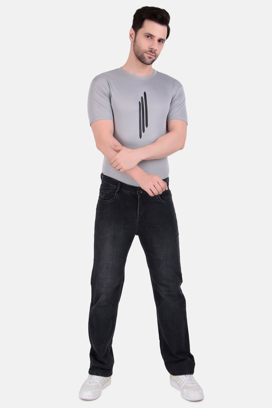 Mens Straight Fit Black Denim Jeans