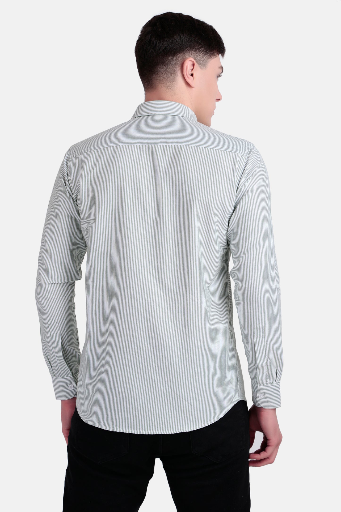 Men’s Slim Fit Striped Shirt – Green and White