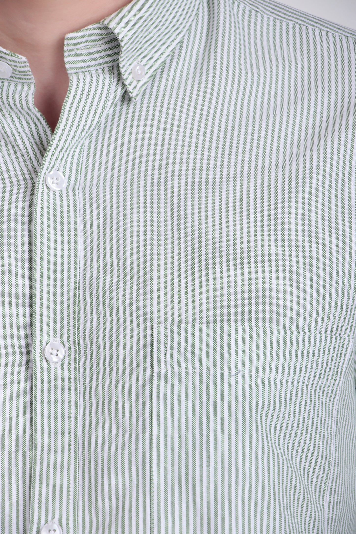 Men’s Slim Fit Striped Shirt – Green and White