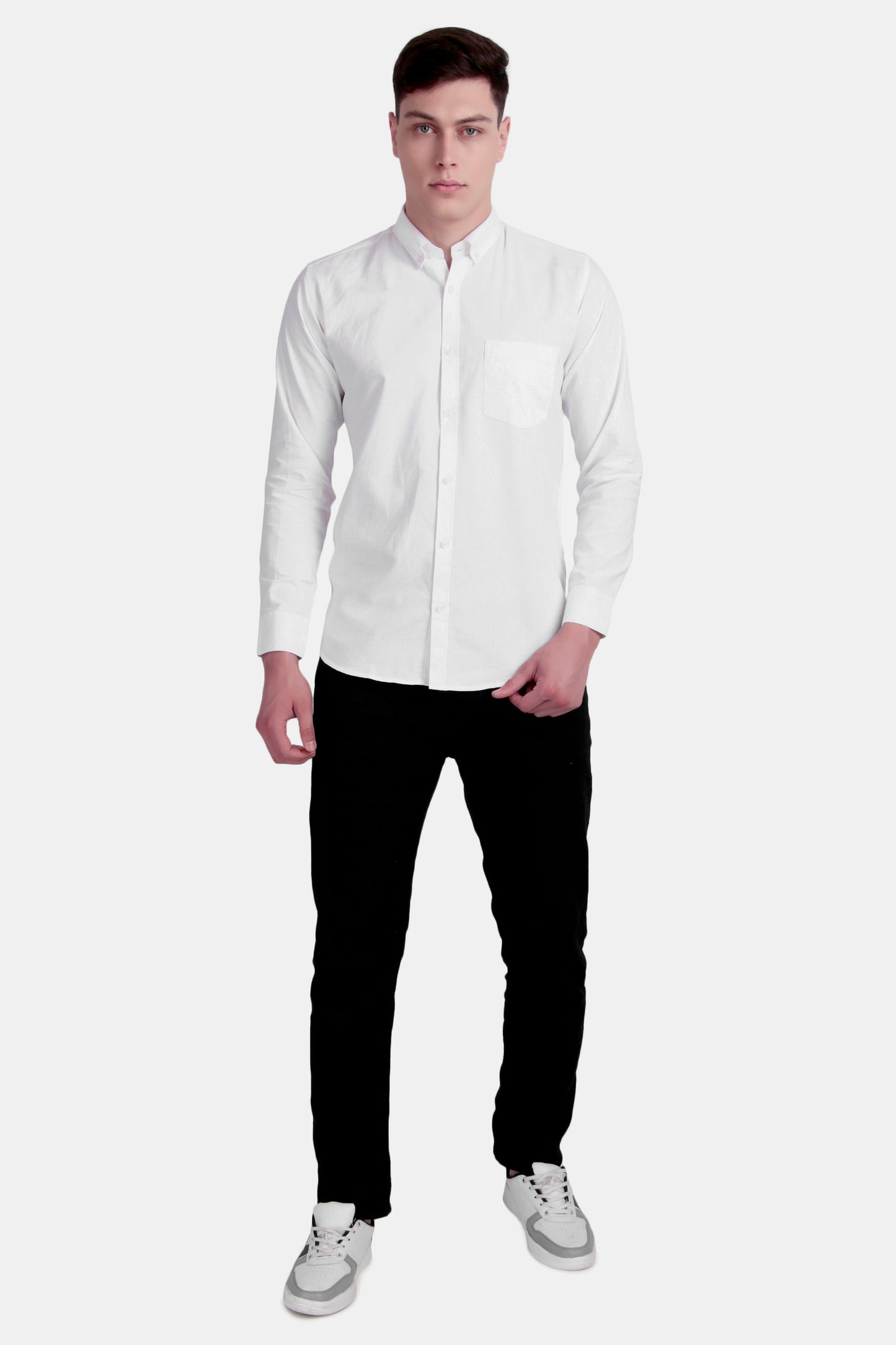 White Solid Cotton Shirt