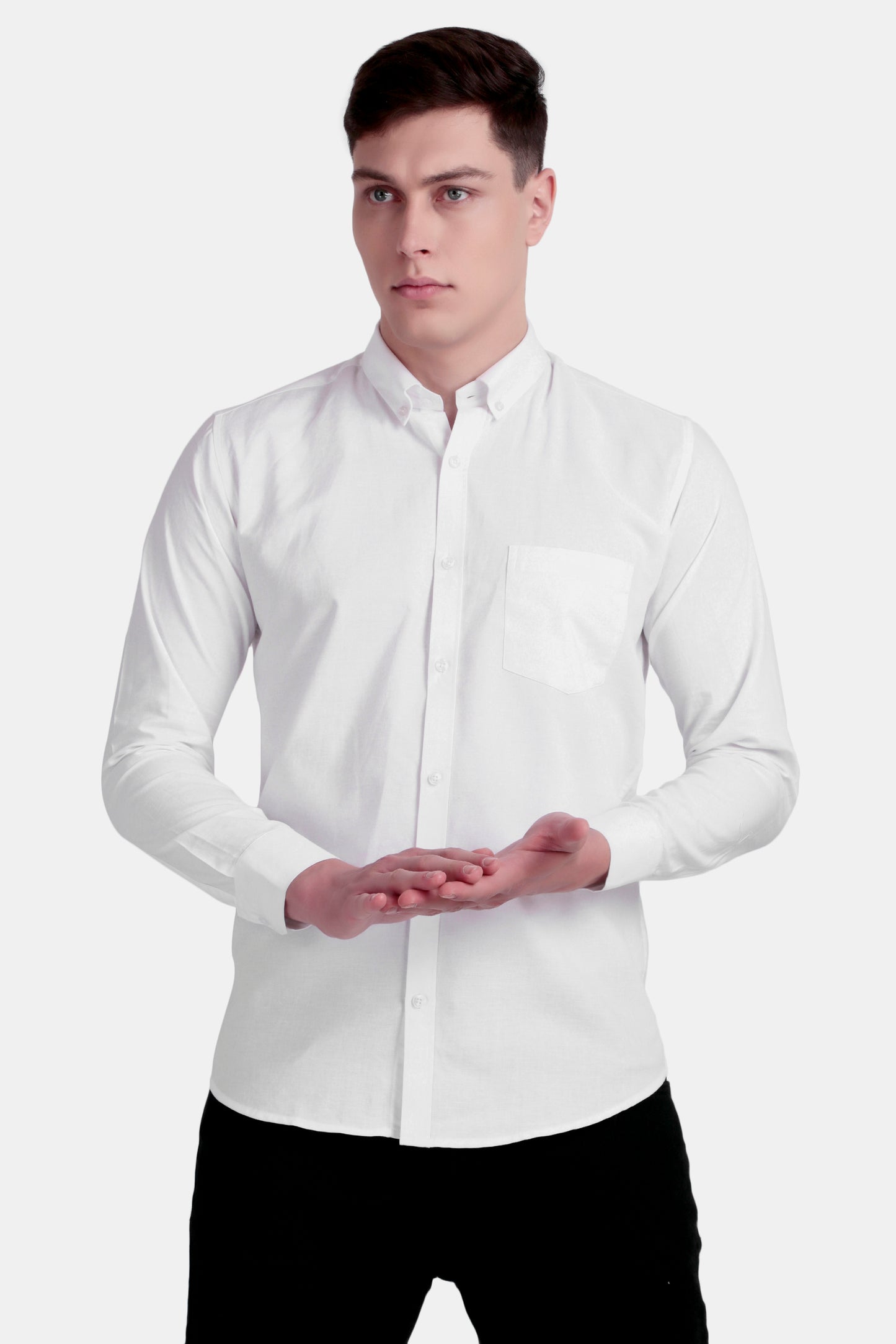 White Solid Cotton Shirt