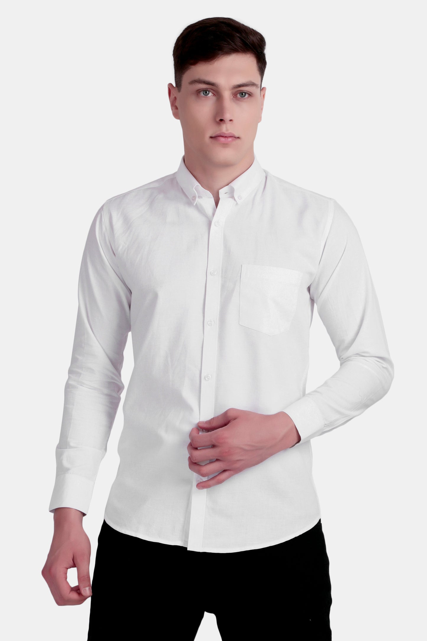 White Solid Cotton Shirt