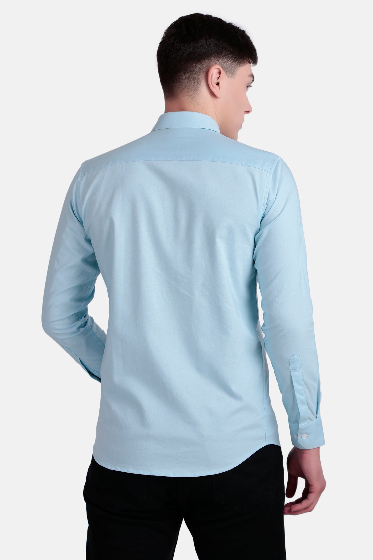 Mens's Slim Fit Cotton Shirt-Sky Blue