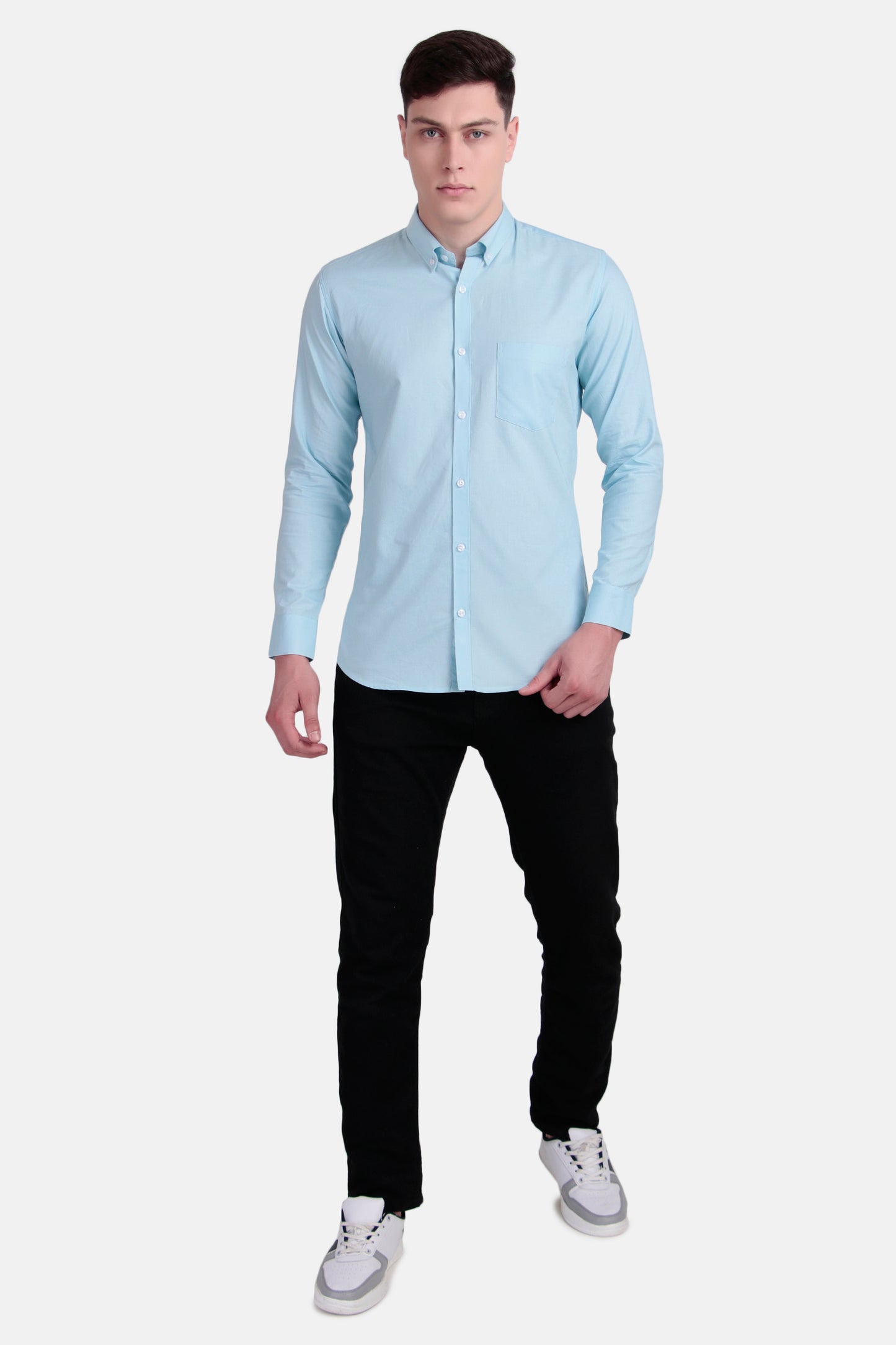 Mens's Slim Fit Cotton Shirt-Sky Blue