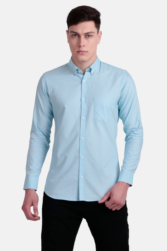 Mens's Slim Fit Cotton Shirt-Sky Blue