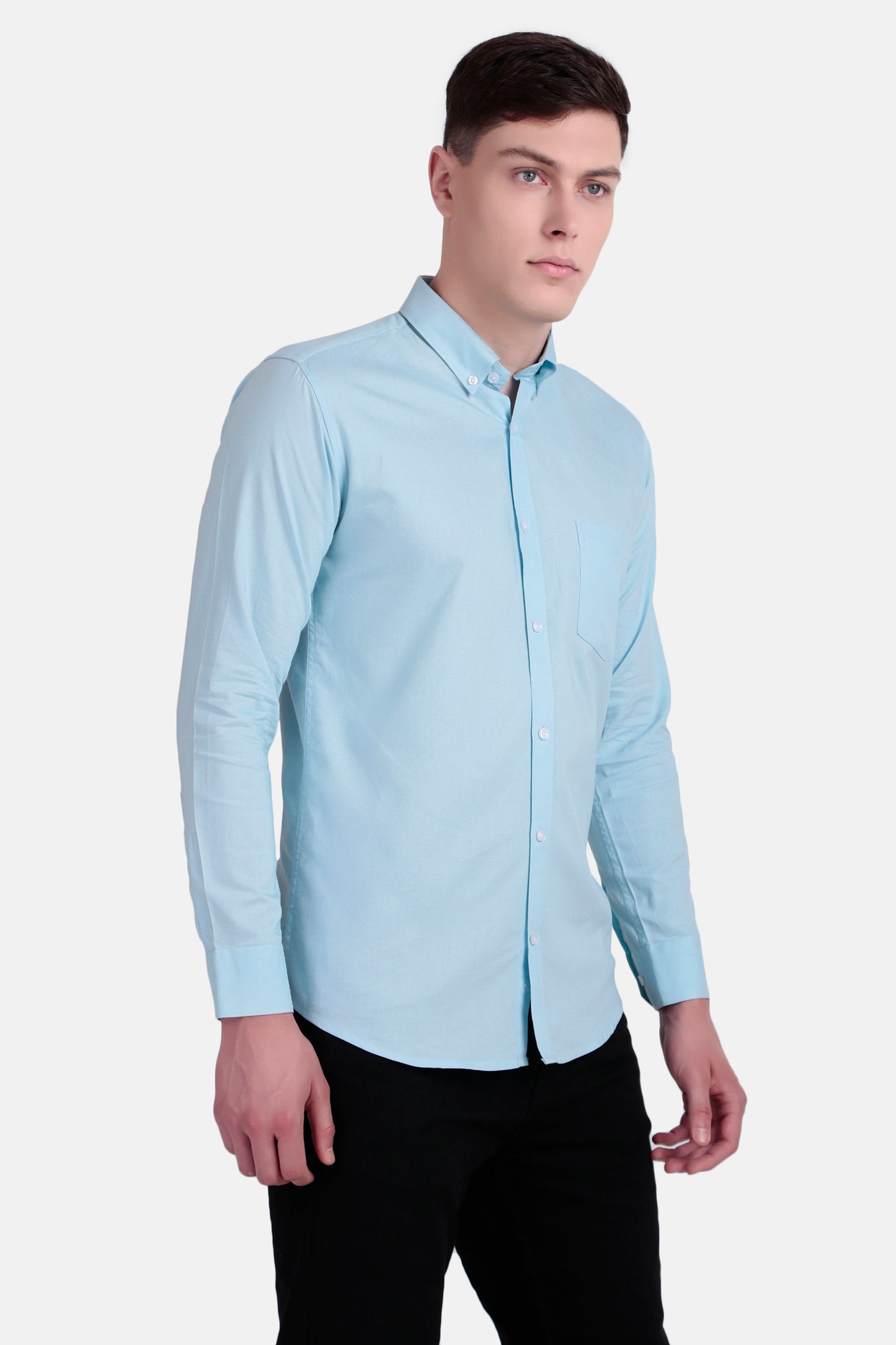 Mens's Slim Fit Cotton Shirt-Sky Blue