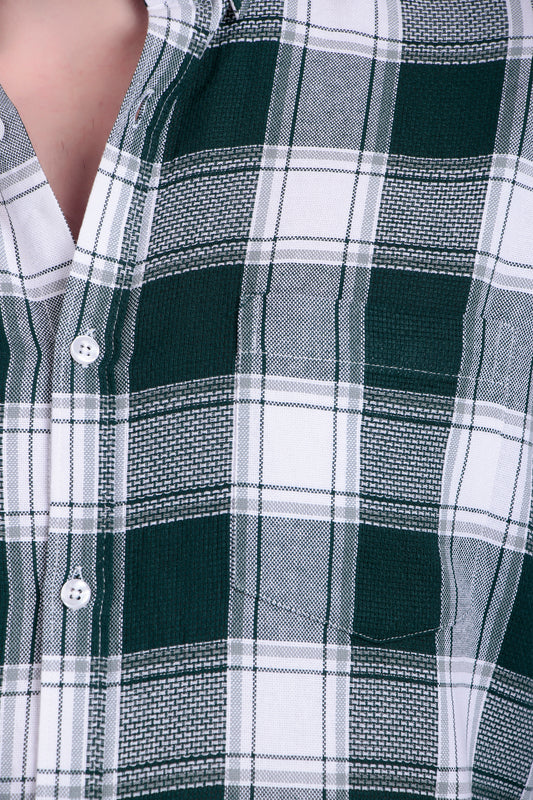 Men's Green & White Checkered Shirt