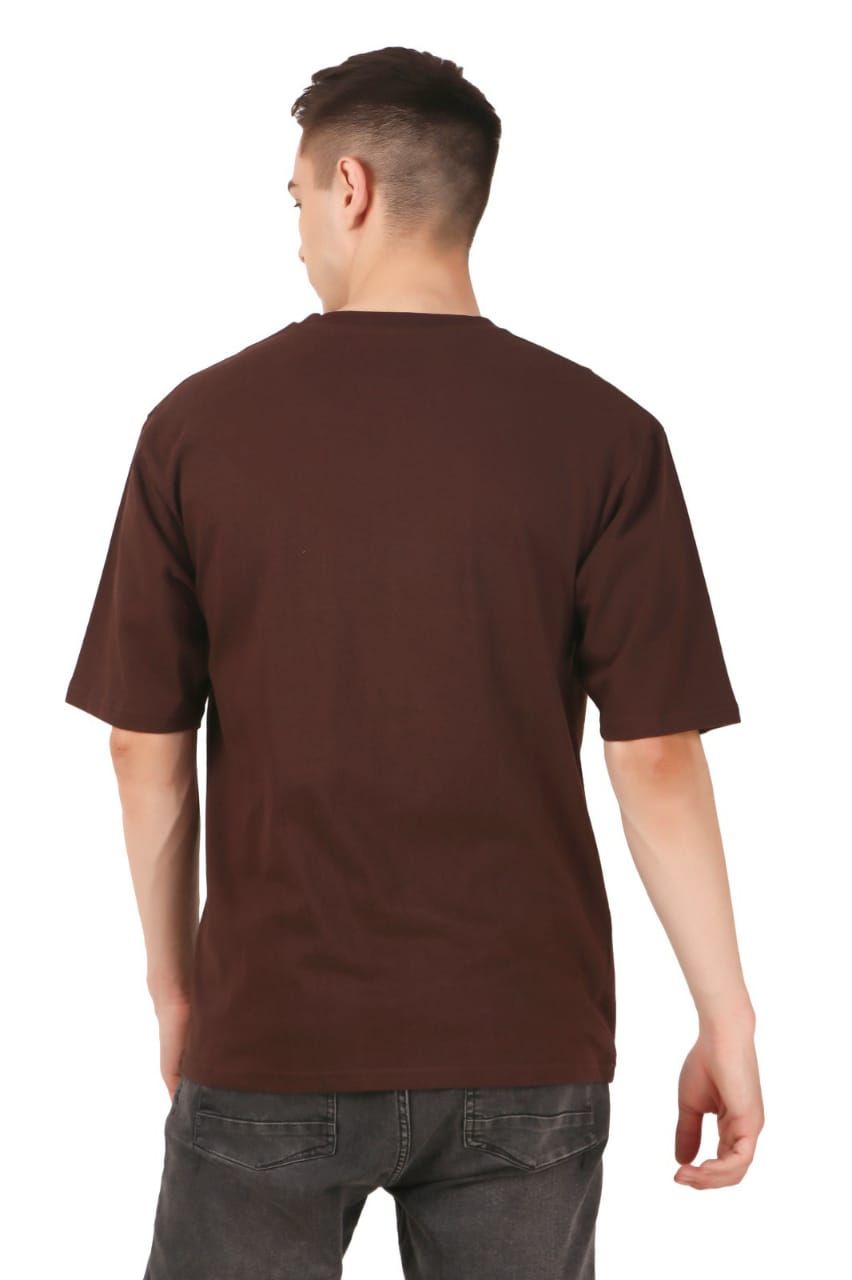 Oversized Brown Skull Print Cotton T-shirt